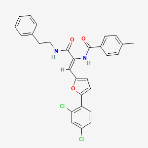 molecular formula C29H24Cl2N2O3 B15078981 N-((Z)-2-[5-(2,4-Dichlorophenyl)-2-furyl]-1-{[(2-phenylethyl)amino]carbonyl}ethenyl)-4-methylbenzamide 