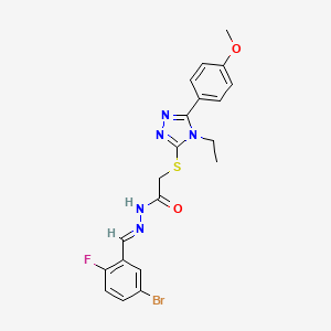 molecular formula C20H19BrFN5O2S B15079080 N'-[(E)-(5-bromo-2-fluorophenyl)methylidene]-2-{[4-ethyl-5-(4-methoxyphenyl)-4H-1,2,4-triazol-3-yl]sulfanyl}acetohydrazide CAS No. 303102-58-1