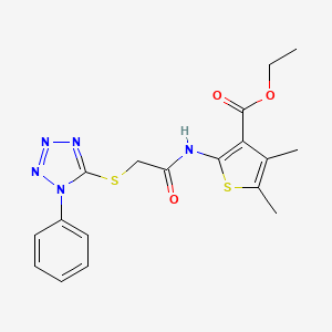 molecular formula C18H19N5O3S2 B15079196 ethyl 4,5-dimethyl-2-{2-[(1-phenyl-1H-1,2,3,4-tetrazol-5-yl)sulfanyl]acetamido}thiophene-3-carboxylate 