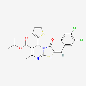 molecular formula C22H18Cl2N2O3S2 B15079235 isopropyl (2E)-2-(3,4-dichlorobenzylidene)-7-methyl-3-oxo-5-(2-thienyl)-2,3-dihydro-5H-[1,3]thiazolo[3,2-a]pyrimidine-6-carboxylate 