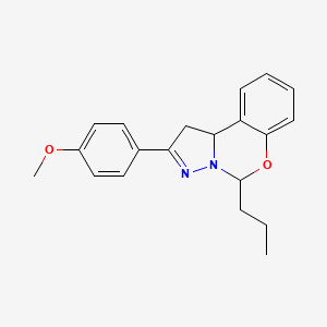 molecular formula C20H22N2O2 B15079269 Methyl 4-(5-propyl-1,10B-dihydropyrazolo(1,5-C)(1,3)benzoxazin-2-YL)phenyl ether CAS No. 303060-71-1