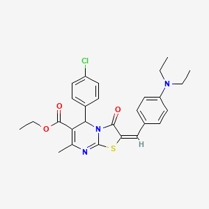 molecular formula C27H28ClN3O3S B15079280 ethyl (2E)-5-(4-chlorophenyl)-2-[4-(diethylamino)benzylidene]-7-methyl-3-oxo-2,3-dihydro-5H-[1,3]thiazolo[3,2-a]pyrimidine-6-carboxylate 