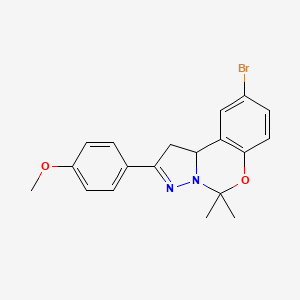 molecular formula C19H19BrN2O2 B15079293 9-Bromo-2-(4-methoxyphenyl)-5,5-dimethyl-1,10b-dihydropyrazolo[1,5-c][1,3]benzoxazine CAS No. 303060-85-7