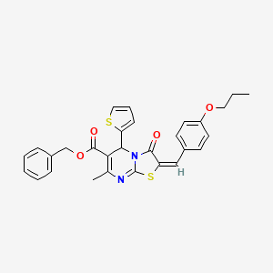 molecular formula C29H26N2O4S2 B15079386 Benzyl (2E)-7-methyl-3-oxo-2-(4-propoxybenzylidene)-5-(2-thienyl)-2,3-dihydro-5H-[1,3]thiazolo[3,2-A]pyrimidine-6-carboxylate 