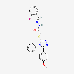 molecular formula C24H20FN5O2S B15079424 N'-[(E)-(2-fluorophenyl)methylidene]-2-{[5-(4-methoxyphenyl)-4-phenyl-4H-1,2,4-triazol-3-yl]sulfanyl}acetohydrazide 