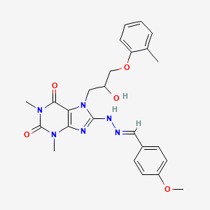 molecular formula C25H28N6O5 B15079466 4-Methoxybenzaldehyde {7-[2-hydroxy-3-(2-methylphenoxy)propyl]-1,3-dimethyl-2,6-dioxo-2,3,6,7-tetrahydro-1H-purin-8-YL}hydrazone 