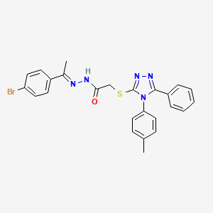 molecular formula C25H22BrN5OS B15079545 N'-[(1E)-1-(4-bromophenyl)ethylidene]-2-{[4-(4-methylphenyl)-5-phenyl-4H-1,2,4-triazol-3-yl]sulfanyl}acetohydrazide 