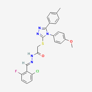 molecular formula C25H21ClFN5O2S B15079567 N'-[(E)-(2-chloro-6-fluorophenyl)methylidene]-2-{[4-(4-methoxyphenyl)-5-(4-methylphenyl)-4H-1,2,4-triazol-3-yl]sulfanyl}acetohydrazide 