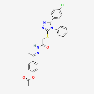 molecular formula C26H22ClN5O3S B15079602 4-{(1E)-1-[2-({[5-(4-chlorophenyl)-4-phenyl-4H-1,2,4-triazol-3-yl]sulfanyl}acetyl)hydrazinylidene]ethyl}phenyl acetate 
