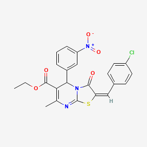 molecular formula C23H18ClN3O5S B15079617 ethyl (2E)-2-(4-chlorobenzylidene)-7-methyl-5-(3-nitrophenyl)-3-oxo-2,3-dihydro-5H-[1,3]thiazolo[3,2-a]pyrimidine-6-carboxylate 