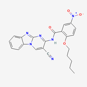 molecular formula C23H20N6O4 B15079669 N-(3-cyanopyrimido[1,2-a]benzimidazol-2-yl)-5-nitro-2-(pentyloxy)benzamide CAS No. 116477-59-9