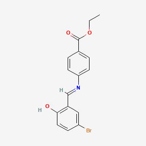 molecular formula C16H14BrNO3 B15079716 ethyl 4-{[(E)-(5-bromo-2-hydroxyphenyl)methylidene]amino}benzoate 