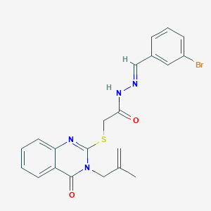 molecular formula C21H19BrN4O2S B15079721 N'-[(E)-(3-bromophenyl)methylidene]-2-{[3-(2-methyl-2-propenyl)-4-oxo-3,4-dihydro-2-quinazolinyl]thio}acetohydrazide 