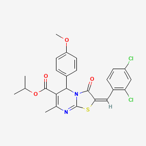 molecular formula C25H22Cl2N2O4S B15079732 isopropyl (2E)-2-(2,4-dichlorobenzylidene)-5-(4-methoxyphenyl)-7-methyl-3-oxo-2,3-dihydro-5H-[1,3]thiazolo[3,2-a]pyrimidine-6-carboxylate 