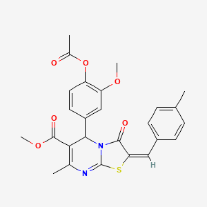 molecular formula C26H24N2O6S B15079800 methyl (2E)-5-[4-(acetyloxy)-3-methoxyphenyl]-7-methyl-2-(4-methylbenzylidene)-3-oxo-2,3-dihydro-5H-[1,3]thiazolo[3,2-a]pyrimidine-6-carboxylate 