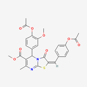molecular formula C27H24N2O8S B15079925 methyl (2E)-2-[4-(acetyloxy)benzylidene]-5-[4-(acetyloxy)-3-methoxyphenyl]-7-methyl-3-oxo-2,3-dihydro-5H-[1,3]thiazolo[3,2-a]pyrimidine-6-carboxylate 