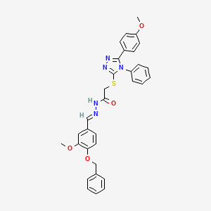 molecular formula C32H29N5O4S B15079932 N'-{(E)-[4-(benzyloxy)-3-methoxyphenyl]methylidene}-2-{[5-(4-methoxyphenyl)-4-phenyl-4H-1,2,4-triazol-3-yl]sulfanyl}acetohydrazide 