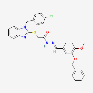 molecular formula C31H27ClN4O3S B15080196 N'-{(E)-[3-(benzyloxy)-4-methoxyphenyl]methylidene}-2-{[1-(4-chlorobenzyl)-1H-benzimidazol-2-yl]sulfanyl}acetohydrazide 