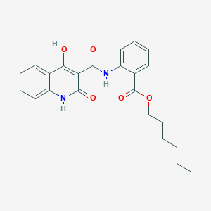 molecular formula C23H24N2O5 B15080356 Hexyl 2-{[(4-hydroxy-2-oxo-1,2-dihydro-3-quinolinyl)carbonyl]amino}benzoate 