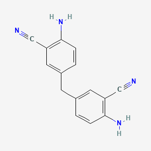 molecular formula C15H12N4 B15080787 Benzonitrile, 3,3'-methylenebis[6-amino- CAS No. 61381-99-5