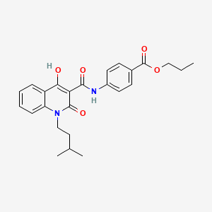 molecular formula C25H28N2O5 B15080840 Propyl 4-({[4-hydroxy-1-(3-methylbutyl)-2-oxo-1,2-dihydroquinolin-3-yl]carbonyl}amino)benzoate 