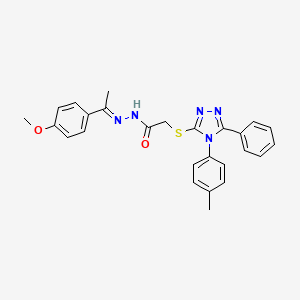 molecular formula C26H25N5O2S B15080845 N'-[(1E)-1-(4-methoxyphenyl)ethylidene]-2-{[4-(4-methylphenyl)-5-phenyl-4H-1,2,4-triazol-3-yl]sulfanyl}acetohydrazide 