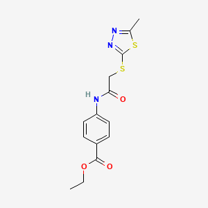 molecular formula C14H15N3O3S2 B15080990 Ethyl 4-({[(5-methyl-1,3,4-thiadiazol-2-yl)sulfanyl]acetyl}amino)benzoate 