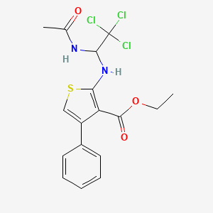 molecular formula C17H17Cl3N2O3S B15081009 Ethyl 2-{[1-(acetylamino)-2,2,2-trichloroethyl]amino}-4-phenyl-3-thiophenecarboxylate 