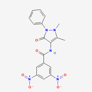 molecular formula C18H15N5O6 B15081066 N-(1,5-dimethyl-3-oxo-2-phenyl-2,3-dihydro-1H-pyrazol-4-yl)-3,5-dinitrobenzamide 