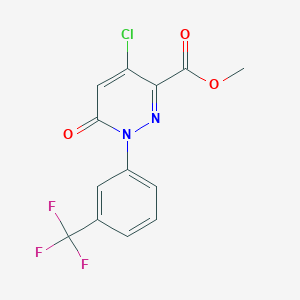 molecular formula C13H8ClF3N2O3 B150812 Methyl 4-chloro-6-oxo-1-(3-(trifluoromethyl)phenyl)-1,6-dihydropyridazine-3-carboxylate CAS No. 129109-18-8