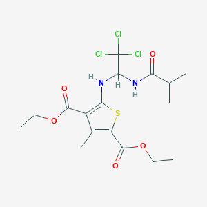molecular formula C17H23Cl3N2O5S B15081305 Diethyl 3-methyl-5-{[2,2,2-trichloro-1-(isobutyrylamino)ethyl]amino}-2,4-thiophenedicarboxylate 