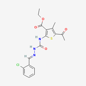molecular formula C18H18ClN3O4S B15081307 Ethyl 5-acetyl-2-({[(2E)-2-(2-chlorobenzylidene)hydrazino]carbonyl}amino)-4-methyl-3-thiophenecarboxylate 