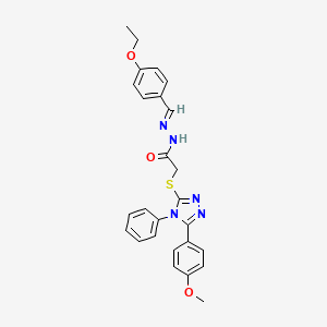 molecular formula C26H25N5O3S B15081345 N'-[(E)-(4-ethoxyphenyl)methylidene]-2-{[5-(4-methoxyphenyl)-4-phenyl-4H-1,2,4-triazol-3-yl]sulfanyl}acetohydrazide 