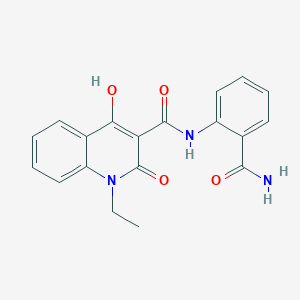 molecular formula C19H17N3O4 B15081492 N-(2-carbamoylphenyl)-1-ethyl-4-hydroxy-2-oxo-1,2-dihydroquinoline-3-carboxamide 