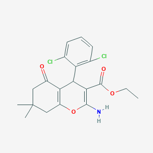 molecular formula C20H21Cl2NO4 B15081494 ethyl 2-amino-4-(2,6-dichlorophenyl)-7,7-dimethyl-5-oxo-5,6,7,8-tetrahydro-4H-chromene-3-carboxylate 