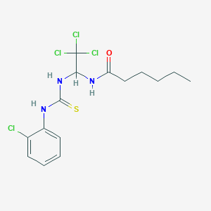 molecular formula C15H19Cl4N3OS B15081530 N-(2,2,2-trichloro-1-{[(2-chlorophenyl)carbamothioyl]amino}ethyl)hexanamide 