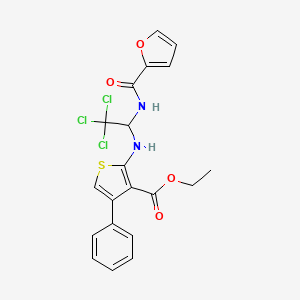 molecular formula C20H17Cl3N2O4S B15081540 Ethyl 4-phenyl-2-{[2,2,2-trichloro-1-(2-furoylamino)ethyl]amino}-3-thiophenecarboxylate 