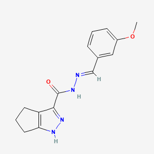 molecular formula C15H16N4O2 B15081545 N'-[(E)-(3-methoxyphenyl)methylidene]-1,4,5,6-tetrahydrocyclopenta[c]pyrazole-3-carbohydrazide 