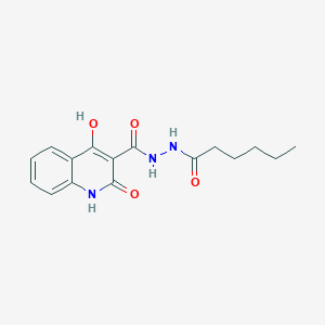 molecular formula C16H19N3O4 B15081553 N'-hexanoyl-4-hydroxy-2-oxo-1,2-dihydroquinoline-3-carbohydrazide 
