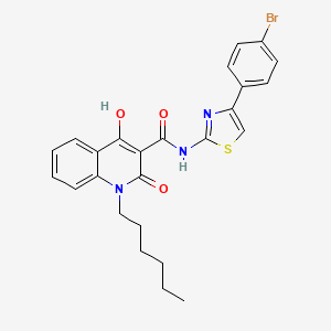 molecular formula C25H24BrN3O3S B15081841 N-[4-(4-bromophenyl)-1,3-thiazol-2-yl]-1-hexyl-4-hydroxy-2-oxo-1,2-dihydroquinoline-3-carboxamide 