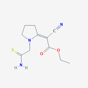 molecular formula C11H15N3O2S B15081933 Ethyl (1-(2-amino-2-thioxoethyl)-2-pyrrolidinylidene)(cyano)acetate 