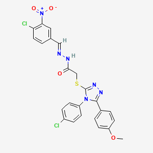 molecular formula C24H18Cl2N6O4S B15082291 N'-[(E)-(4-chloro-3-nitrophenyl)methylidene]-2-{[4-(4-chlorophenyl)-5-(4-methoxyphenyl)-4H-1,2,4-triazol-3-yl]sulfanyl}acetohydrazide 