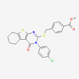 molecular formula C24H19ClN2O3S2 B15082529 4-({[3-(4-Chlorophenyl)-4-oxo-3,4,5,6,7,8-hexahydro[1]benzothieno[2,3-d]pyrimidin-2-yl]sulfanyl}methyl)benzoic acid 
