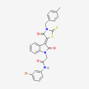 molecular formula C27H20BrN3O3S2 B15082816 N-(3-Bromophenyl)-2-{(3Z)-3-[3-(4-methylbenzyl)-4-oxo-2-thioxo-1,3-thiazolidin-5-ylidene]-2-oxo-2,3-dihydro-1H-indol-1-YL}acetamide CAS No. 618075-23-3