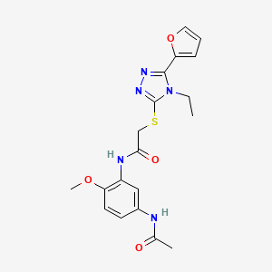 molecular formula C19H21N5O4S B15083196 N-(5-acetamido-2-methoxyphenyl)-2-{[4-ethyl-5-(furan-2-yl)-4H-1,2,4-triazol-3-yl]sulfanyl}acetamide CAS No. 618412-72-9