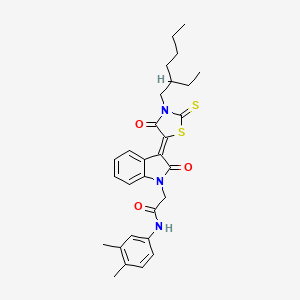 molecular formula C29H33N3O3S2 B15083197 N-(3,4-dimethylphenyl)-2-{(3Z)-3-[3-(2-ethylhexyl)-4-oxo-2-thioxo-1,3-thiazolidin-5-ylidene]-2-oxo-2,3-dihydro-1H-indol-1-yl}acetamide 