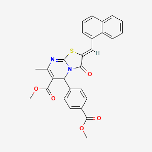 molecular formula C28H22N2O5S B15083431 Methyl 5-(4-(methoxycarbonyl)phenyl)-7-methyl-2-(naphthalen-1-ylmethylene)-3-oxo-3,5-dihydro-2H-thiazolo[3,2-a]pyrimidine-6-carboxylate CAS No. 609795-01-9