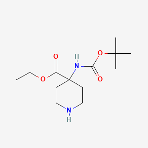 molecular formula C13H24N2O4 B1508352 Ethyl 4-((tert-butoxycarbonyl)amino)piperidine-4-carboxylate CAS No. 956460-98-3
