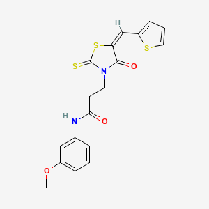 molecular formula C18H16N2O3S3 B15083521 N-(3-Methoxyphenyl)-3-[(5E)-4-oxo-5-(2-thienylmethylene)-2-thioxo-1,3-thiazolidin-3-YL]propanamide 