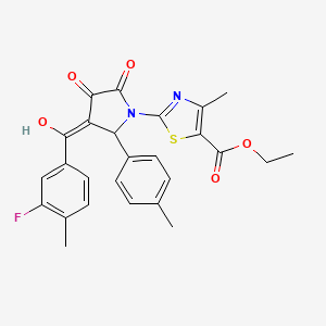molecular formula C26H23FN2O5S B15083609 ethyl 2-{3-[(3-fluoro-4-methylphenyl)carbonyl]-4-hydroxy-2-(4-methylphenyl)-5-oxo-2,5-dihydro-1H-pyrrol-1-yl}-4-methyl-1,3-thiazole-5-carboxylate 